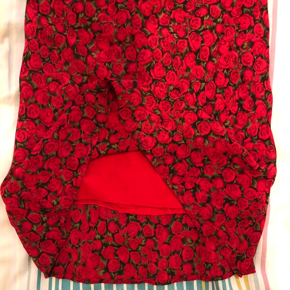 SAY Floral Rose Print 2-Piece Set: Ruffle Blouse & Tulip Midi Skirt - Size S / 2 - Picture 12 of 14